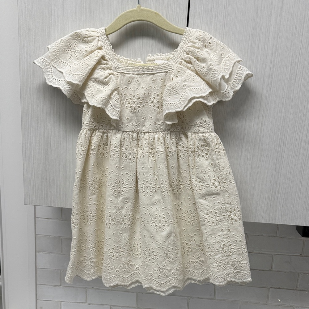 Zara Cream Eyelet Kids Dress